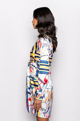 CAN'T STOP SCARF PRINT SHIRT DRESS