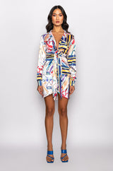 CAN'T STOP SCARF PRINT SHIRT DRESS