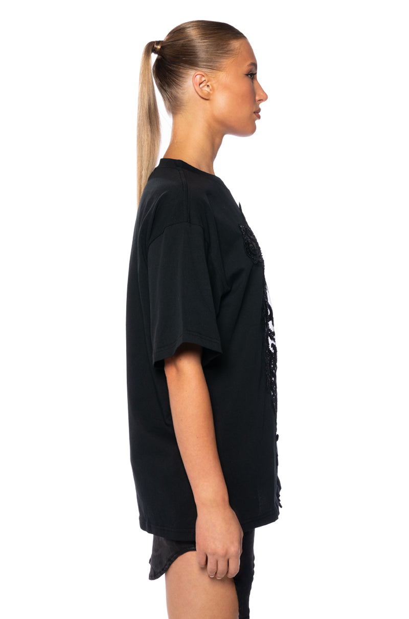 CARA SHEER LACE DETAILED T SHIRT