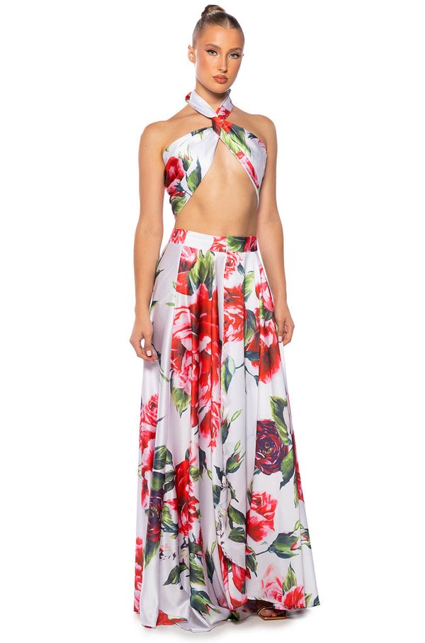 CARAMELLA TWIST FRONT SATIN CROP TOP