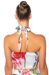 CARAMELLA TWIST FRONT SATIN CROP TOP