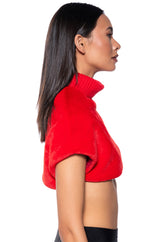 CARISSA MOCK NECK CROPPED FUR SHIRT