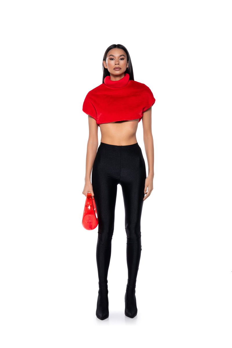CARISSA MOCK NECK CROPPED FUR SHIRT