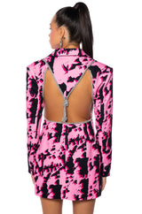 BLURRED LINES OPEN BACK MINI BLAZER DRESS