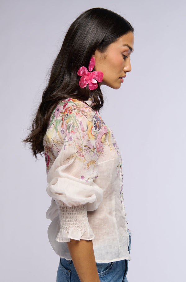 CARMELLIA FLORAL BUTTON DOWN BLOUSE