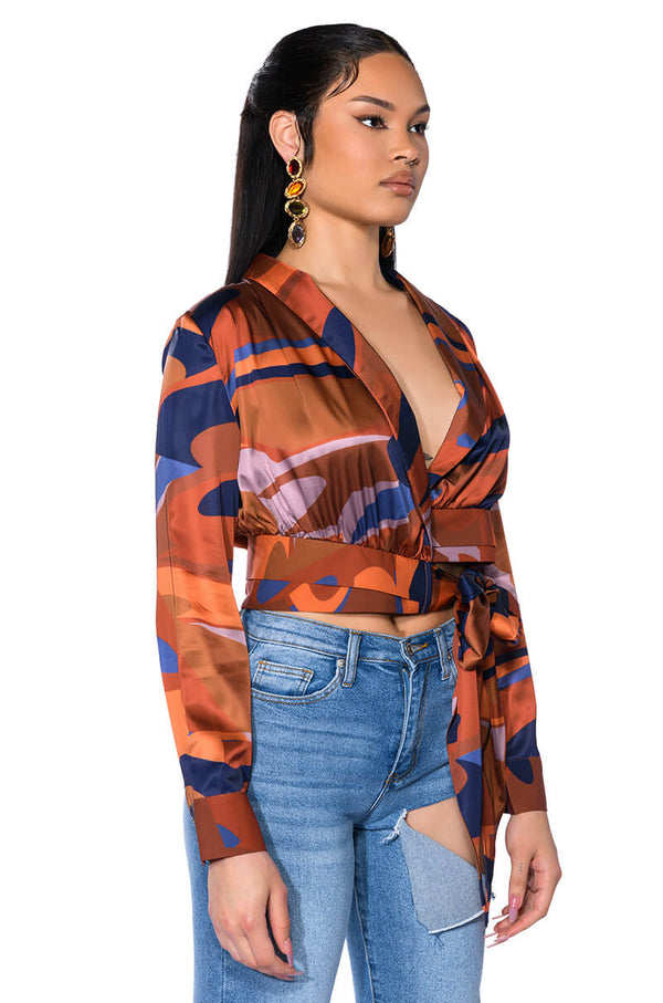 CASABLANCA SATIN PRINTED BLOUSE