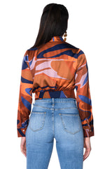 CASABLANCA SATIN PRINTED BLOUSE