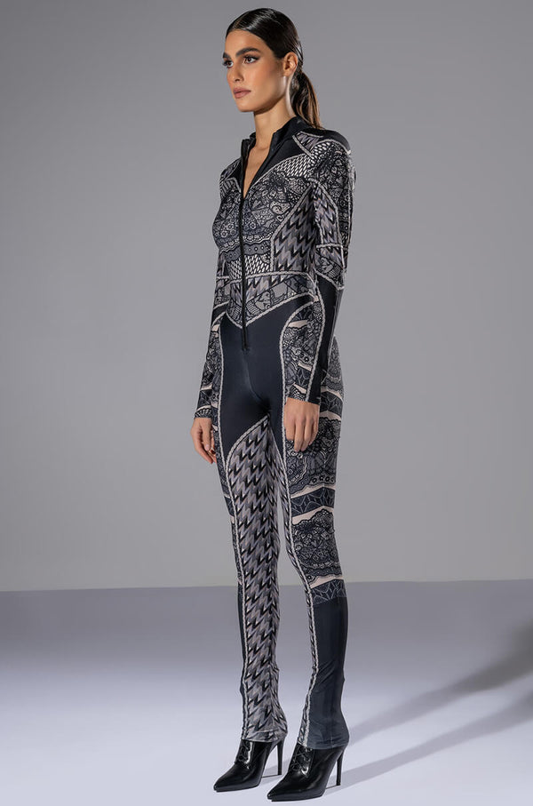 CATCH A GLIMPSE ZIP UP CATSUIT