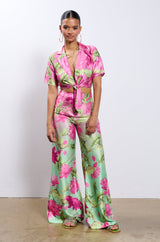 CATCH ME IN MIAMI PRINTED SATIN PANT