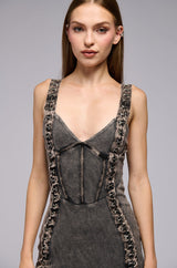 CATCH ME OUTSIDE MINERAL WASHED MINI DRESS