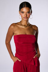 CATCHING A WAVE STRAPLESS TOP IN BURGUNDY