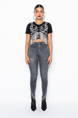 CAUGHT UP IN THE RHYTHM EMBELLISHED TEE