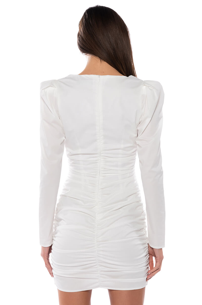 JULITA RUCHED PUFF SLEEVE MINI DRESS
