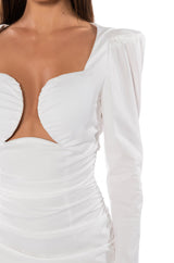 JULITA RUCHED PUFF SLEEVE MINI DRESS