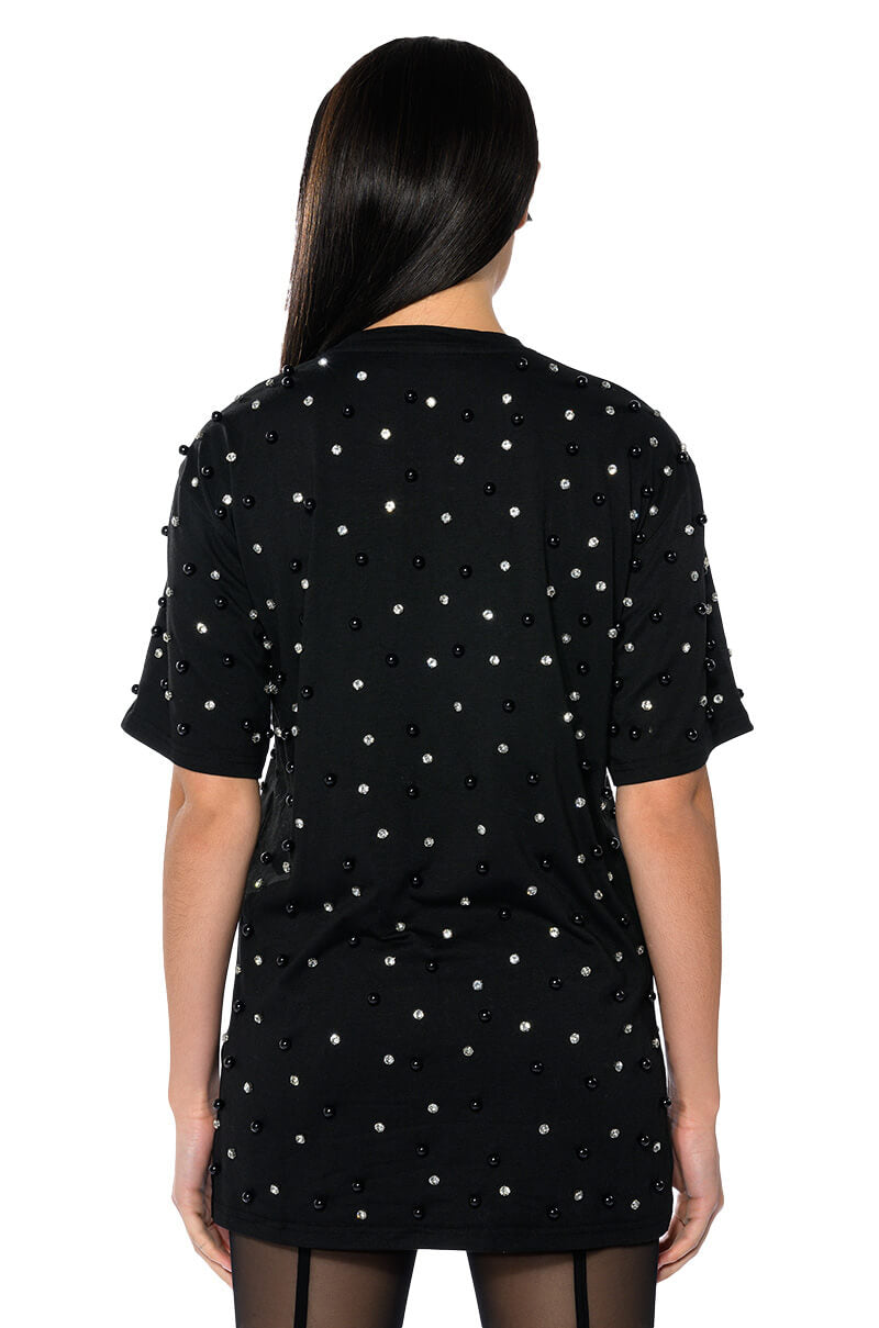 CECE EMBELLISHED OVERSIZED T SHIRT