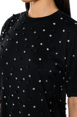 CECE EMBELLISHED OVERSIZED T SHIRT