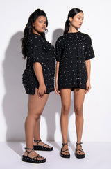 CECE EMBELLISHED OVERSIZED T SHIRT