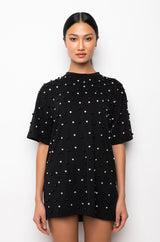 CECE EMBELLISHED OVERSIZED T SHIRT