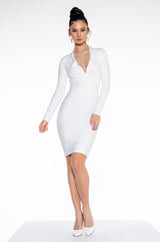 CELESTE LOW V BANDAGE MIDI DRESS