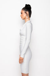 CELESTE LOW V BANDAGE MIDI DRESS