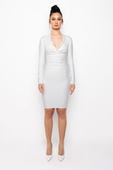 CELESTE LOW V BANDAGE MIDI DRESS