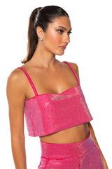 CENTER OF ATTENTION RHINESTONE TOP IN PINK