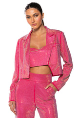 CENTER OF ATTENTION RHINESTONE TOP IN PINK