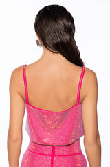 CENTER OF ATTENTION RHINESTONE TOP IN PINK
