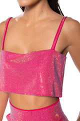 CENTER OF ATTENTION RHINESTONE TOP IN PINK