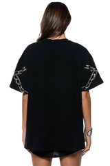 CHAIN DETAIL OVERSIZED TSHIRT IN BLACK