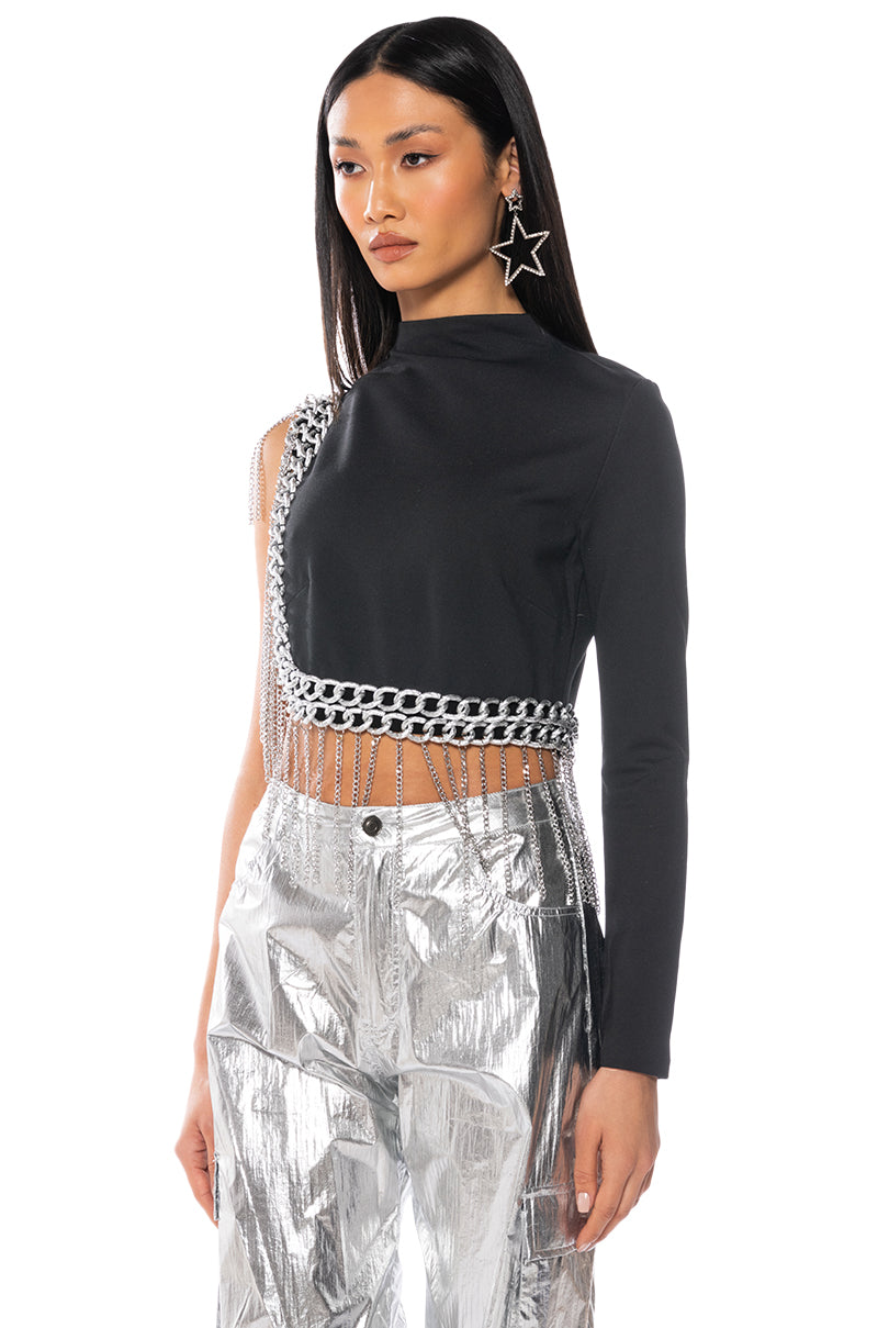 CHAIN EXTRAVAGANT ONE SLEEVE BLOUSE