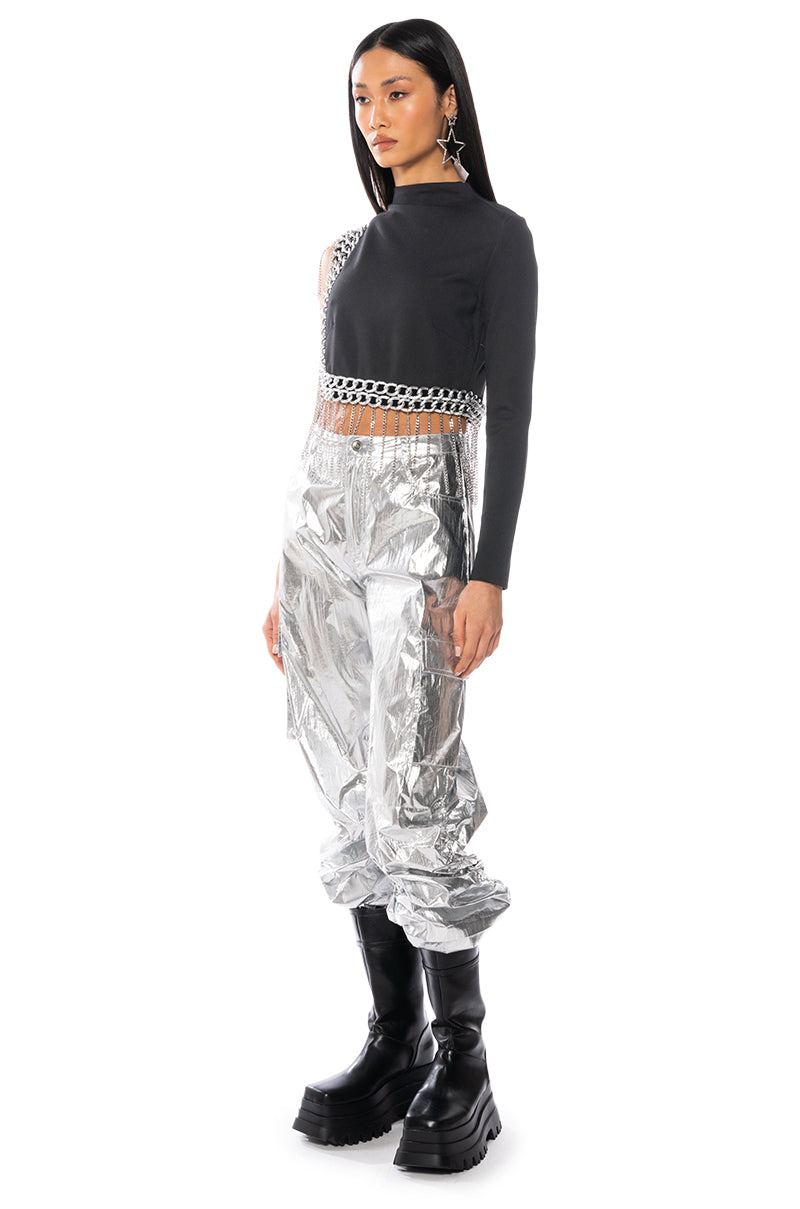 CHAIN EXTRAVAGANT ONE SLEEVE BLOUSE