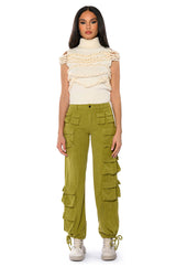 CHAIN LINK DETAIL SLEEVELESS TURTLENECK SWEATER