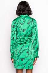 CHAIN OF LOVE SATIN SHIRT DRESS