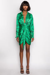 CHAIN OF LOVE SATIN SHIRT DRESS