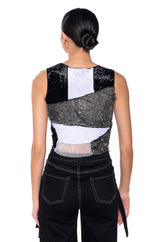 CHAOTIC BEAUTY RHINESTONE PATCHWORK TOP