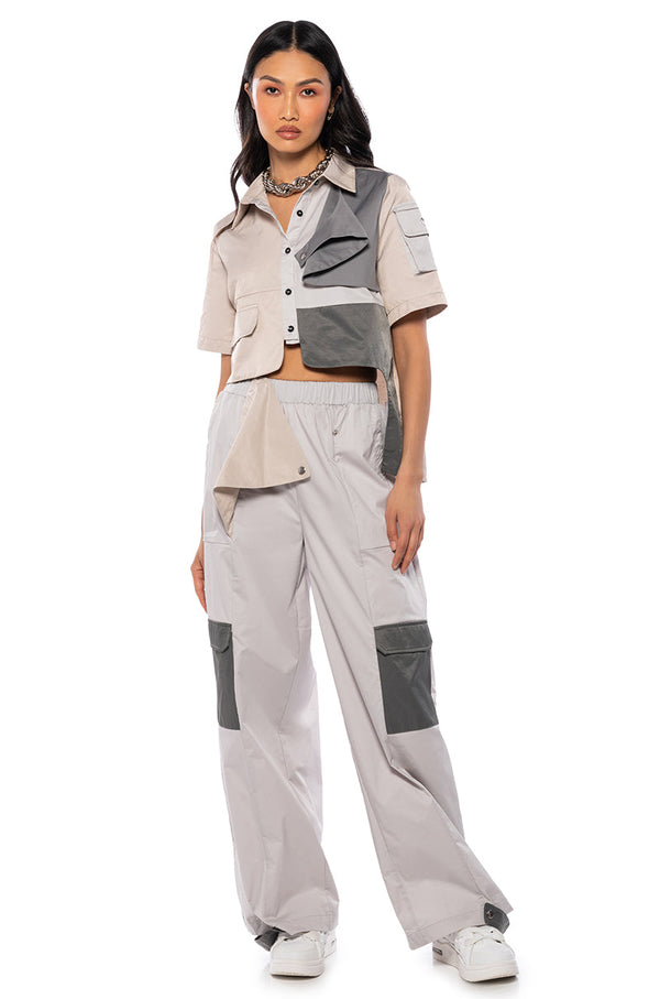 CHARLEE ASYMMETRICAL BUTTONDOWN TOP