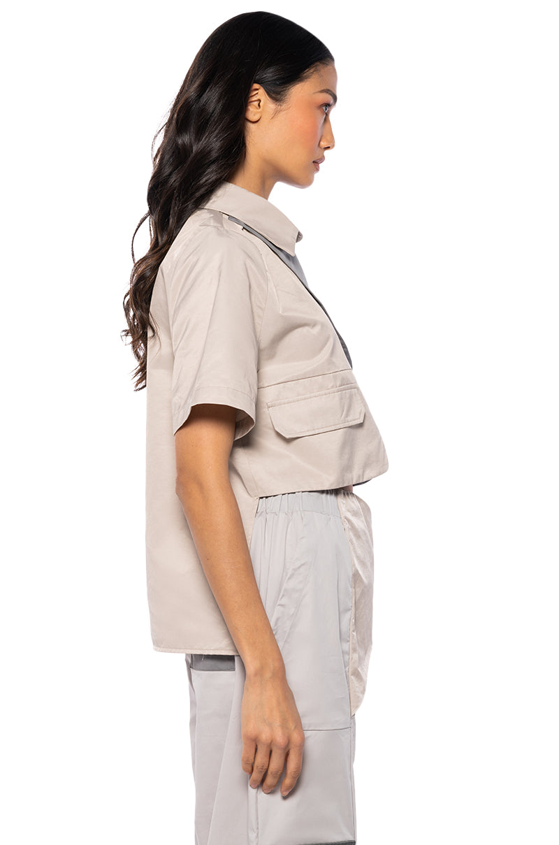 CHARLEE ASYMMETRICAL BUTTONDOWN TOP