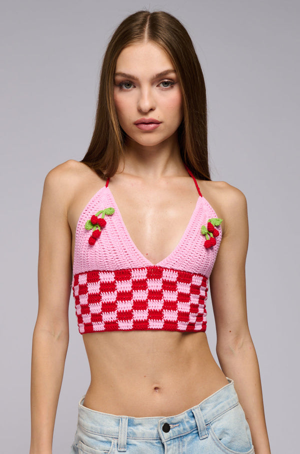 CHERRY GIRL CROCHET TANK