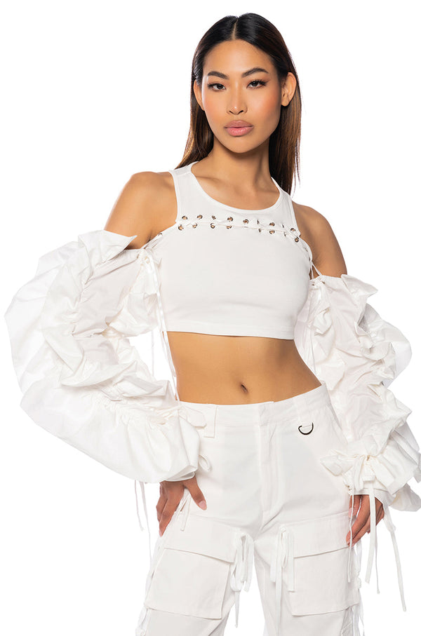 CHERRY ON TOP VOLUMINOUS SLEEVE BLOUSE
