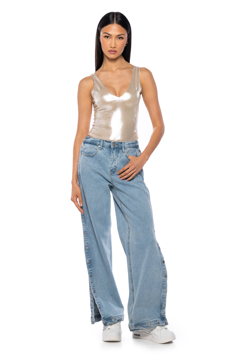 CHIARA METALLIC V NECK BODYSUIT