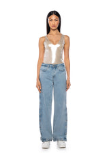 CHIARA METALLIC V NECK BODYSUIT