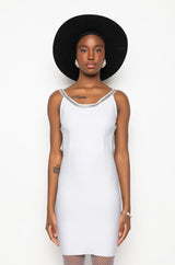 BANDAGE LOW BACK STONE DETAIL MINI DRESS