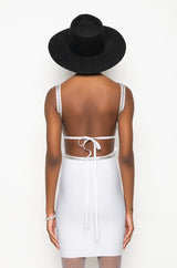 BANDAGE LOW BACK STONE DETAIL MINI DRESS