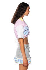 CHRISTY COLOR BLOCKED BUTTON DOWN TOP