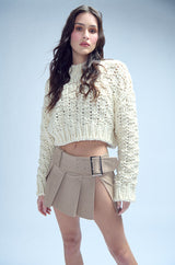 CHUNKY KNIT DOLMAN SLEEVE SWEATER IN BEIGE