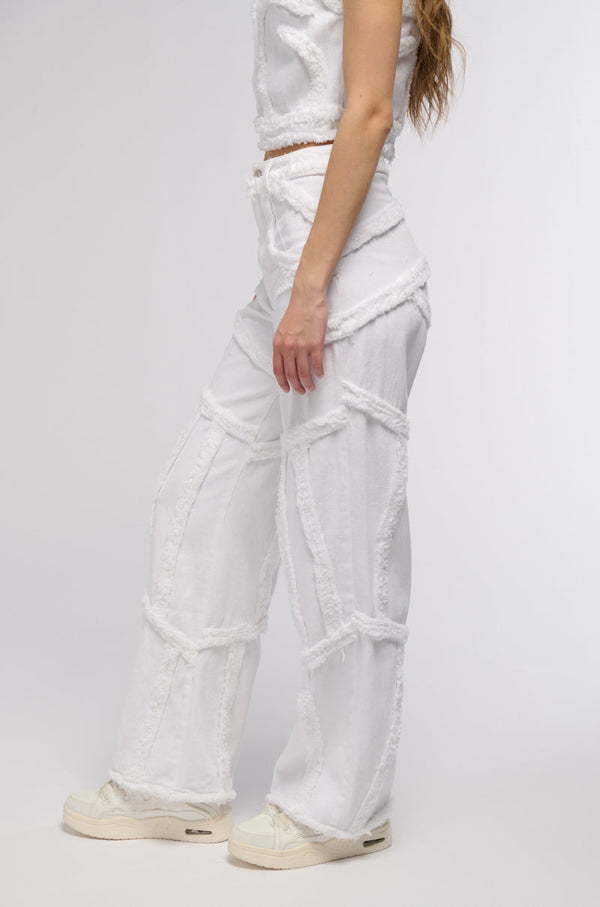 CIARA DISTRESSED WIDE LEG JEANS