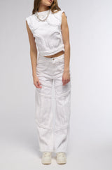 CIARA DISTRESSED WIDE LEG JEANS