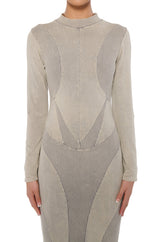 CLAIRA MINERAL WASH CONTOUR MIDI DRESS