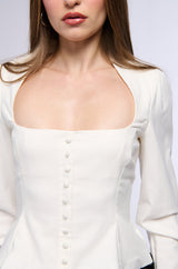 CLARA PEPLUM BUTTON DOWN TOP